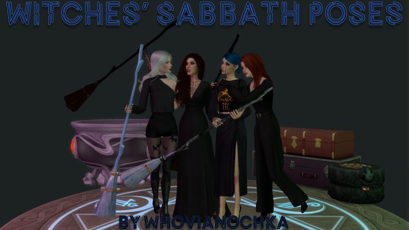 Spellbinding Witches' Sabbath Poses 1 Spellbinding Witches’ Sabbath Poses Sims 4 CC