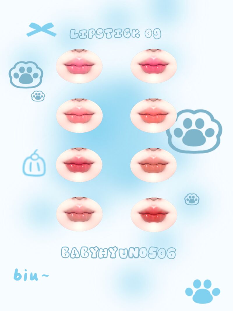 Vibrant Lipstick 09 by Babyhyun0506 2 sims 4 cc 【babyhyun0506】 lipstick 09 2