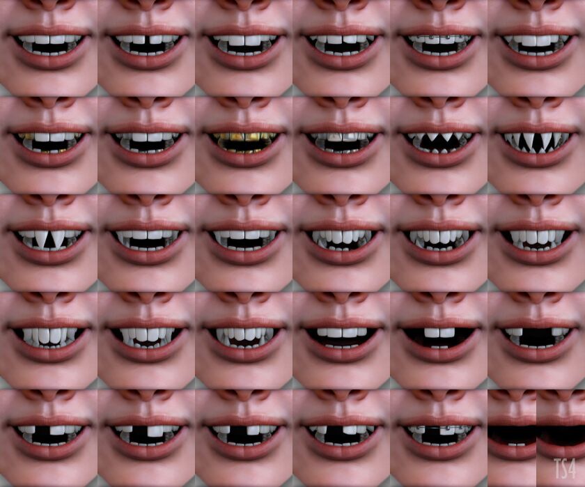 🍃 Default Alpha Teeth 4 sims 4 cc additional alpha teeth 2