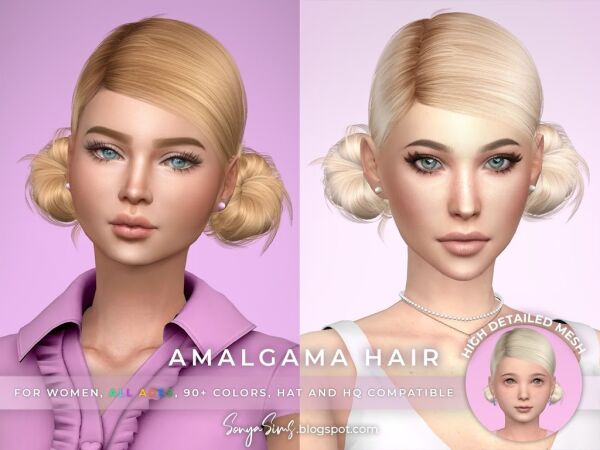 Stylish Double Bun Hair for Sims 1 Stylish Double Bun Hair for Sims Sims 4 CC