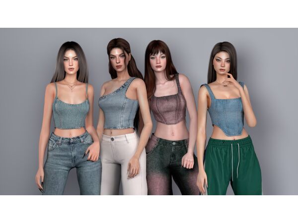 Amelia Jeans Tops Collection 1 Amelia Jeans Tops Collection Sims 4 CC