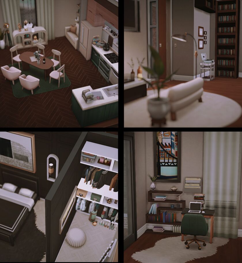Modern Apartment Complex with Yoga Room and Cafe 13 sims 4 cc apartments cafes gym yoga room nocc 11