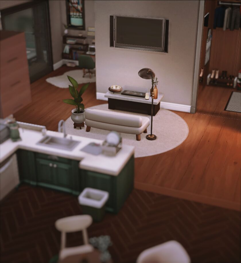 Modern Apartment Complex with Yoga Room and Cafe 9 sims 4 cc apartments cafes gym yoga room nocc 15