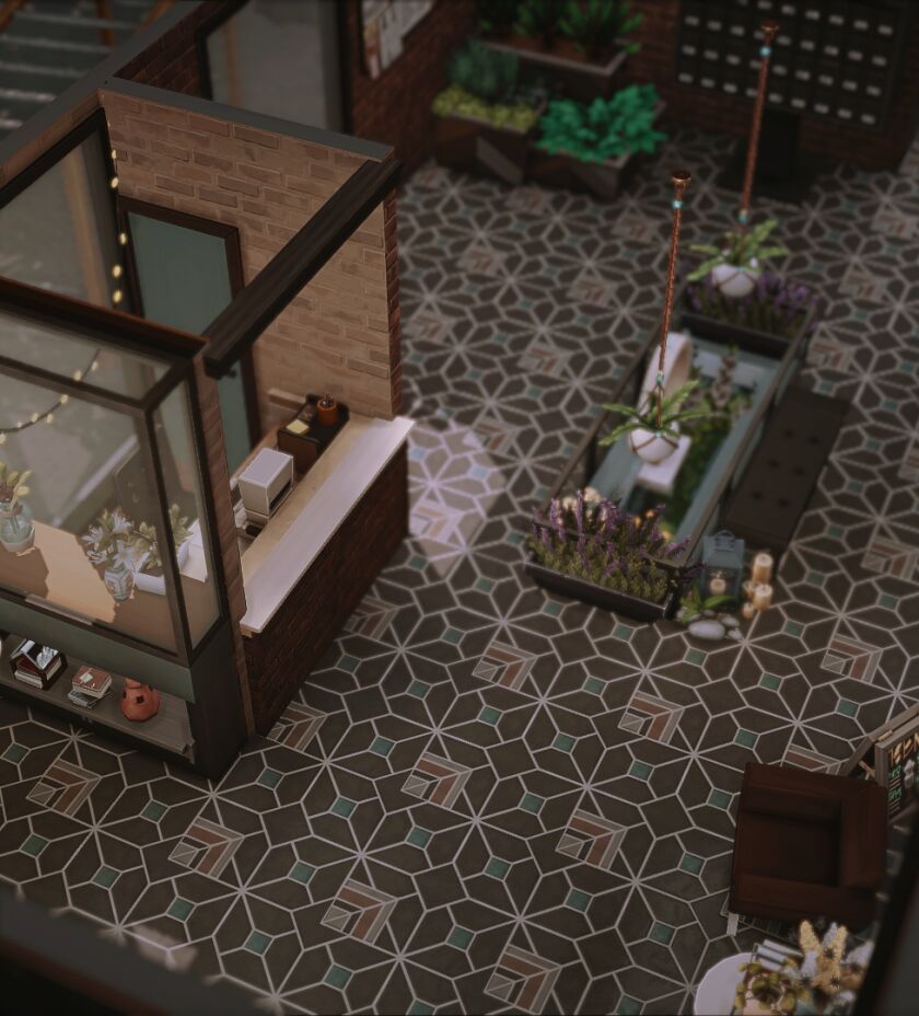 Modern Apartment Complex with Yoga Room and Cafe 5 sims 4 cc apartments cafes gym yoga room nocc 21