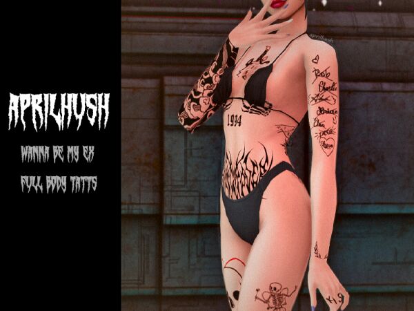 Wanna BE MY EX Full Body Tattoos 1 Wanna BE MY EX Full Body Tattoos Sims 4 CC