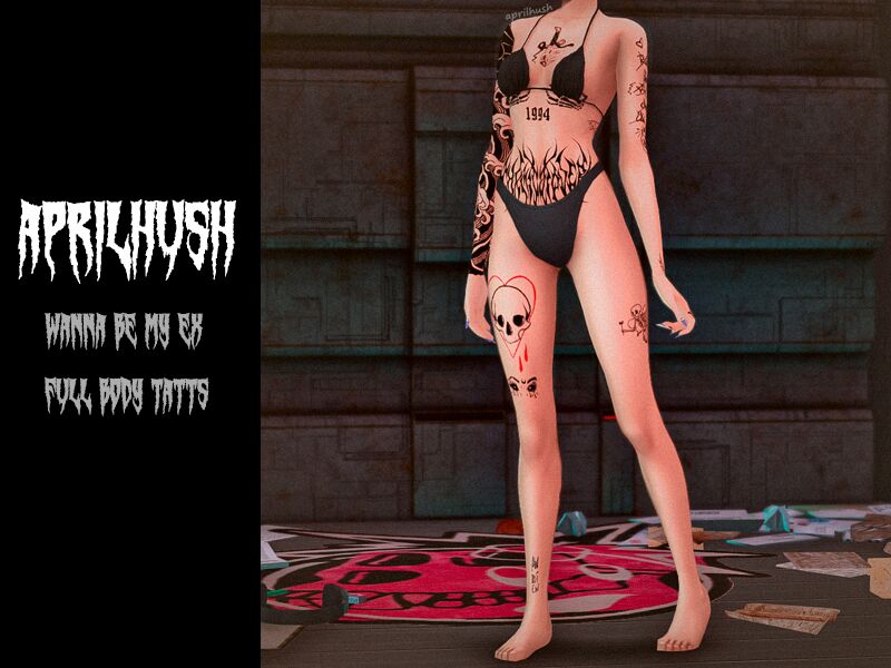 Wanna BE MY EX Full Body Tattoos 3 sims 4 cc aprilhush wanna be my ex full body tatts 2