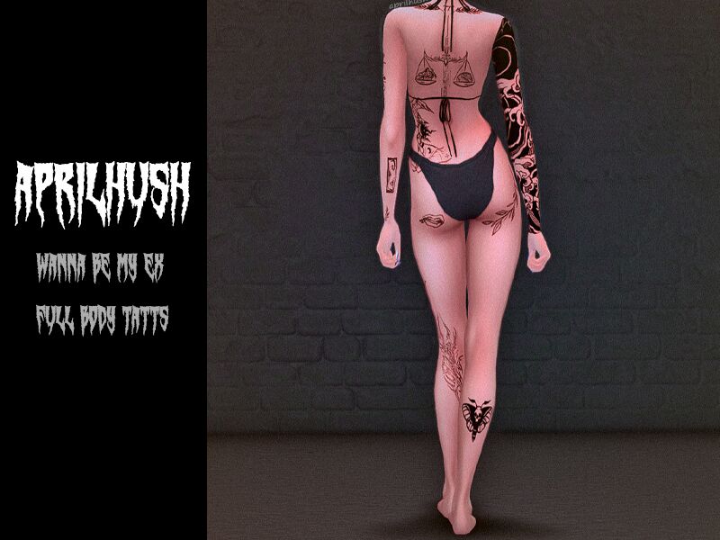 Wanna BE MY EX Full Body Tattoos 2 sims 4 cc aprilhush wanna be my ex full body tatts 3