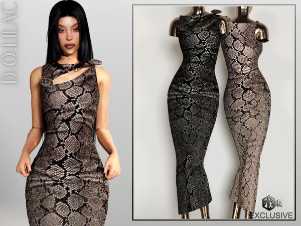 Stunning Asymmetric Animal Print Dress 1 Stunning Asymmetric Animal Print Dress Sims 4 CC