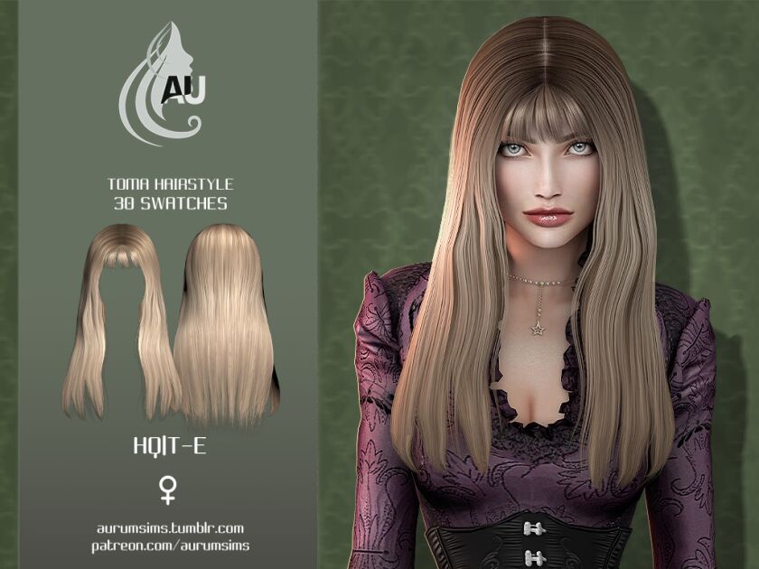 Stylish Long Bangs Hairstyle for Sims 4 1 Stylish Long Bangs Hairstyle for Sims 4 Sims 4 CC