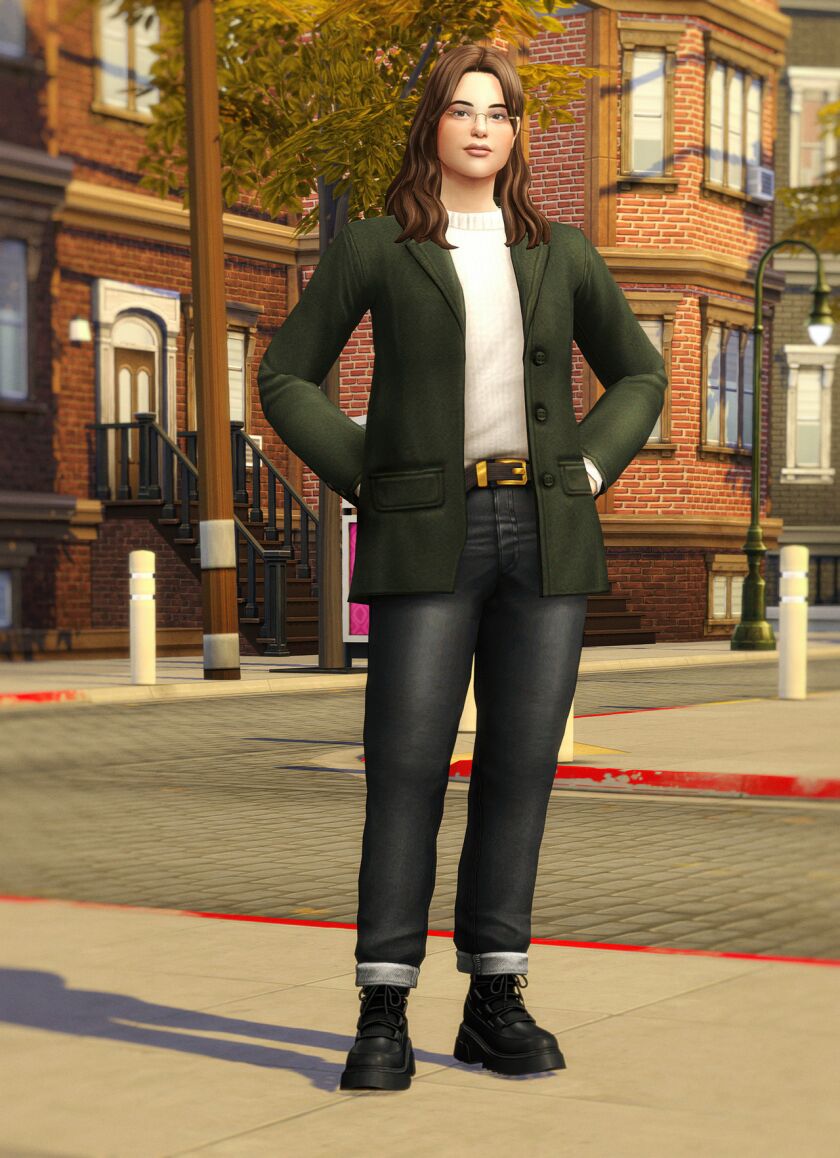 Autumn City III - Stylish Full-Body Outfits 6 sims 4 cc autumn city iii alexis jacket with trousers 10
