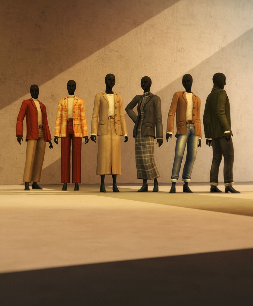 Autumn City III - Stylish Full-Body Outfits 15 sims 4 cc autumn city iii alexis jacket with trousers 2
