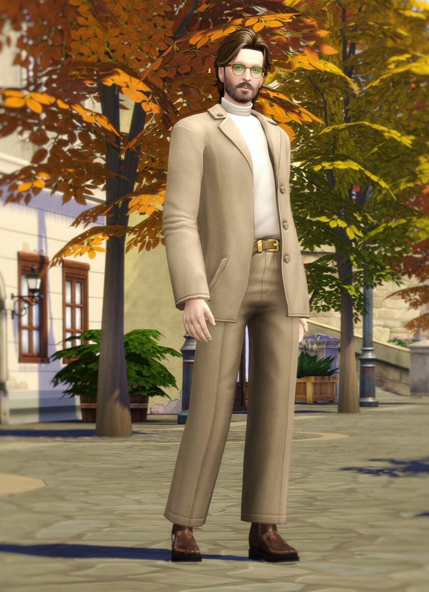 Autumn City III - Stylish Full-Body Outfits 14 sims 4 cc autumn city iii alexis jacket with trousers 3