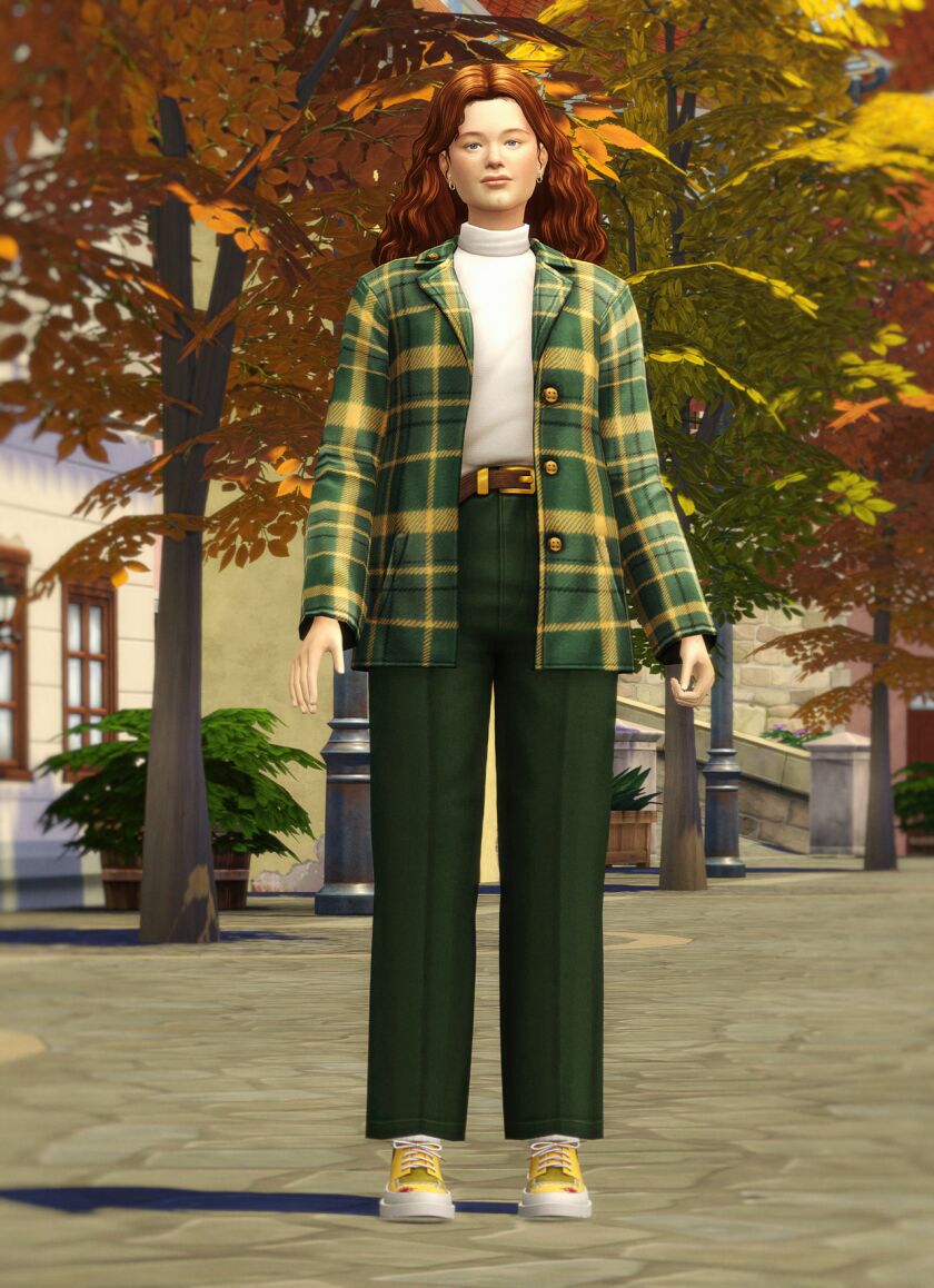 Autumn City III - Stylish Full-Body Outfits 12 sims 4 cc autumn city iii alexis jacket with trousers 4