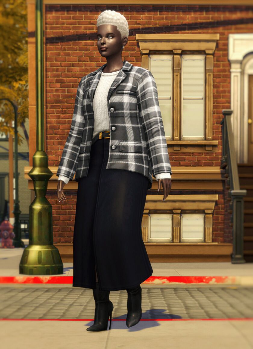 Autumn City III - Stylish Full-Body Outfits 11 sims 4 cc autumn city iii alexis jacket with trousers 7