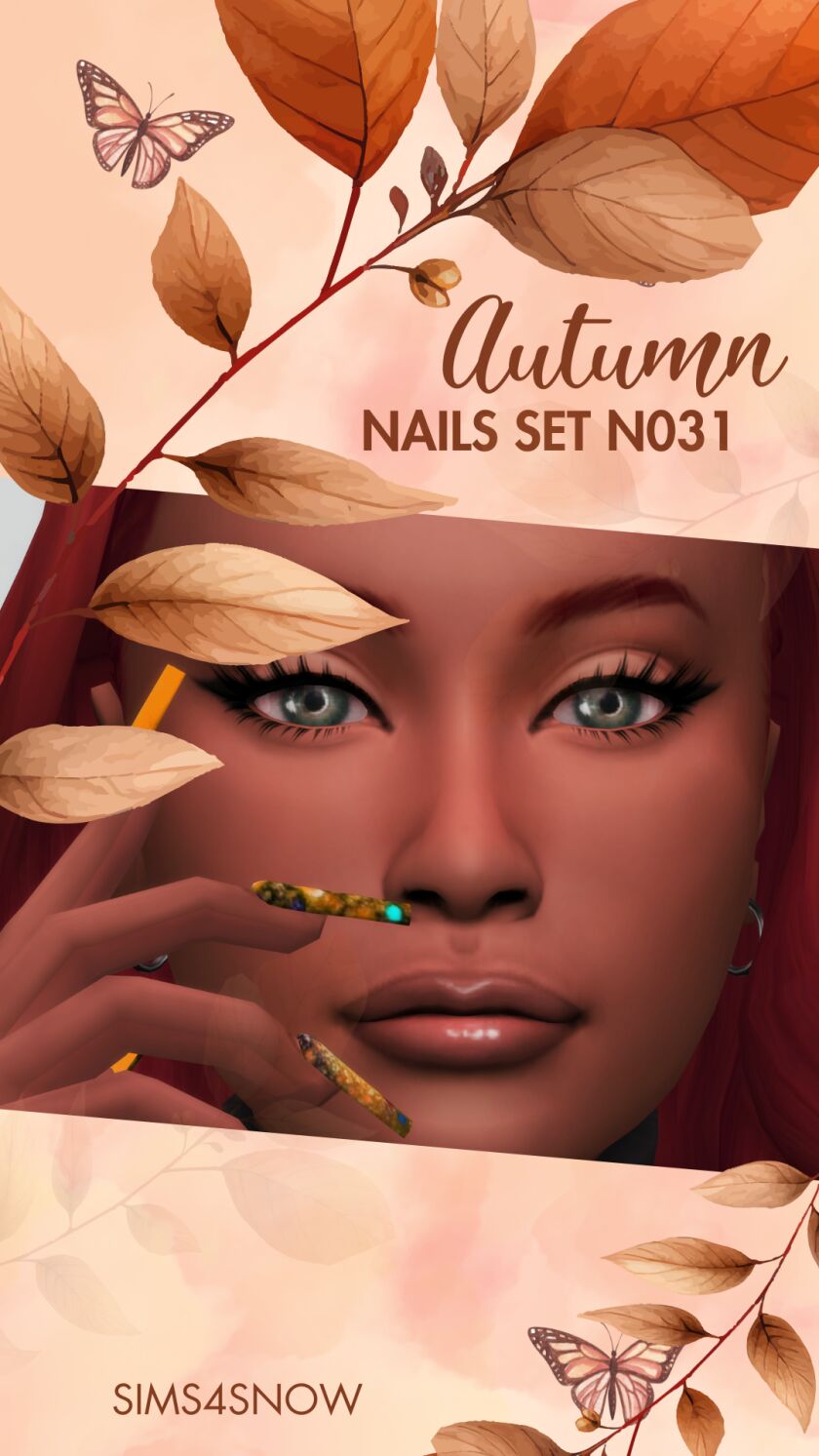 Stunning Autumn Nail Designs 1 Stunning Autumn Nail Designs Sims 4 CC