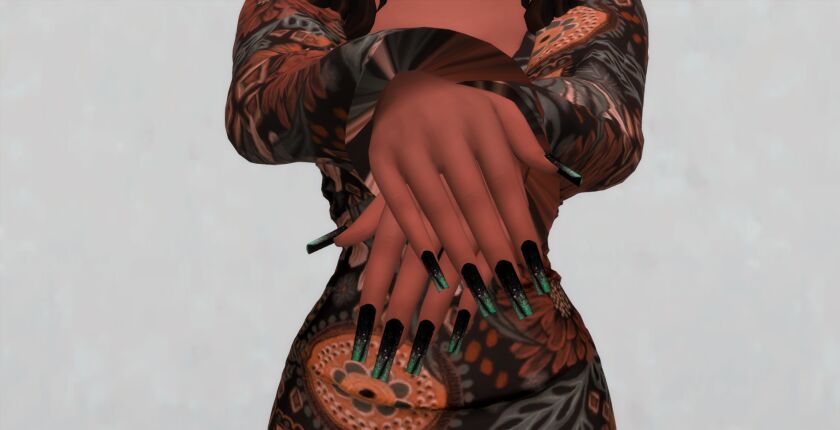 Autumn Nails Set N032 4 sims 4 cc autumn nails set n032 4