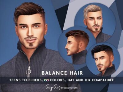 Stylish Balance Hair for Men Sims 4 CC