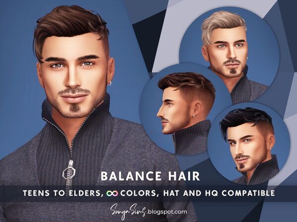 Stylish Balance Hair for Men 1 Stylish Balance Hair for Men Sims 4 CC
