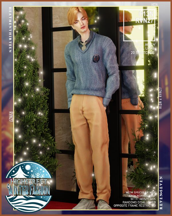 Belted Winter Corduroy Trousers 1 Belted Winter Corduroy Trousers Sims 4 CC