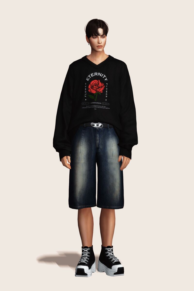 Stylish Bermuda Denim Shorts for Men 2 sims 4 cc bermuda denim short by gorillax3 2