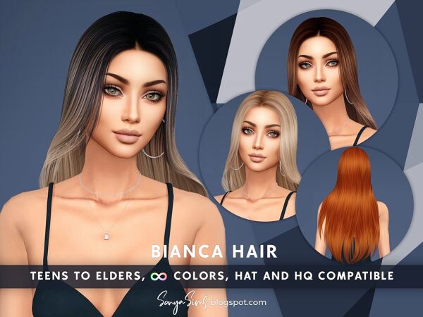 Bianca Hair - Casual Long Straight Style 1 Bianca Hair – Casual Long Straight Style Sims 4 CC
