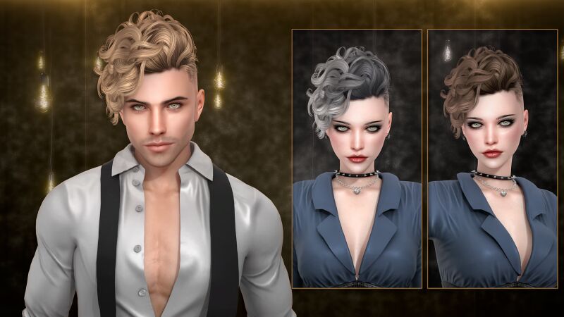 Unisex Blackbullet Hairstyle by Newsea 2 sims 4 cc blackbullet hairstyle unisex by newsea 2