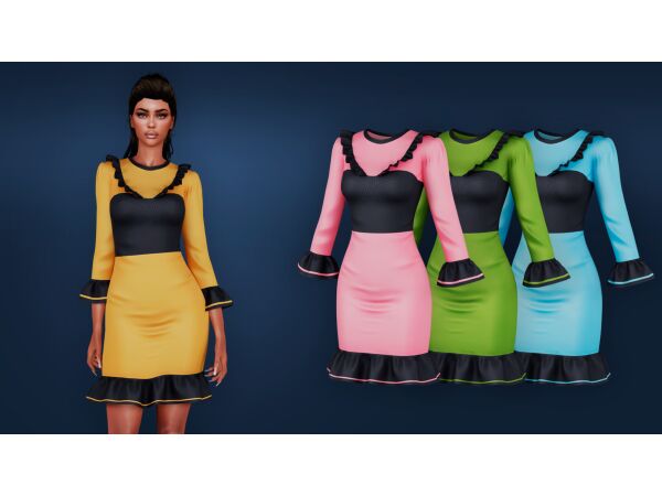 Bright Dress With Black Corset By Mysteriousoo 1 Bright Dress With Black Corset By Mysteriousoo Sims 4 CC