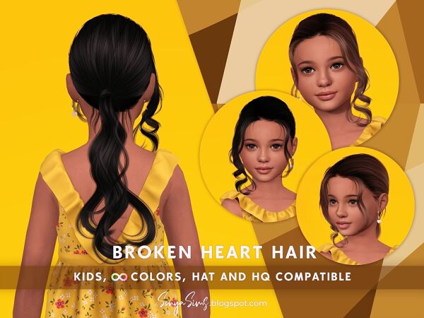 Broken Heart Hair for Kids 1 Broken Heart Hair for Kids Sims 4 CC