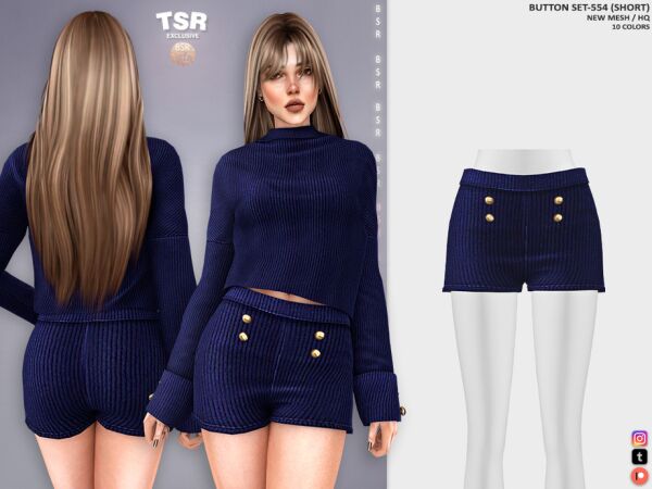 Stylish Button SET-554 Shorts 1 Stylish Button SET-554 Shorts Sims 4 CC