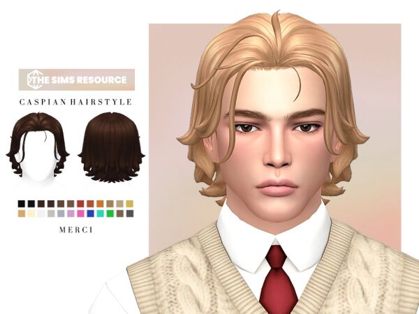 Caspian Hairstyle by Merci 1 Caspian Hairstyle by Merci Sims 4 CC