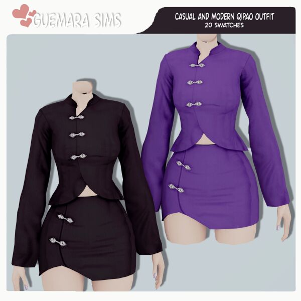 Chic Modern Qipao Outfit 1 Chic Modern Qipao Outfit Sims 4 CC