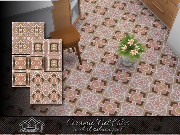 Stylish Dark Salmon Pink Ceramic Tiles 1 Stylish Dark Salmon Pink Ceramic Tiles Sims 4 CC