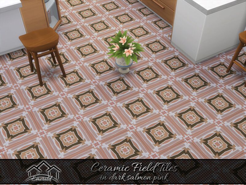Stylish Dark Salmon Pink Ceramic Tiles 5 sims 4 cc ceramic field tiles in dark salmon pink by emerald 3