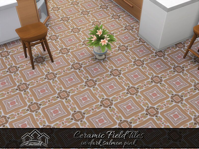 Stylish Dark Salmon Pink Ceramic Tiles 4 sims 4 cc ceramic field tiles in dark salmon pink by emerald 4