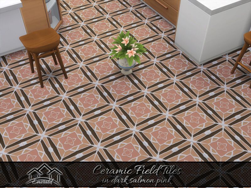 Stylish Dark Salmon Pink Ceramic Tiles 3 sims 4 cc ceramic field tiles in dark salmon pink by emerald 5