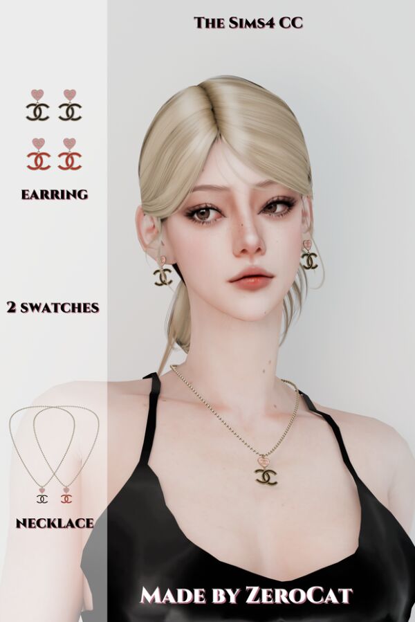 Chanel Earrings & Necklace By Zerocatsims 1 Chanel Earrings & Necklace By Zerocatsims Sims 4 CC