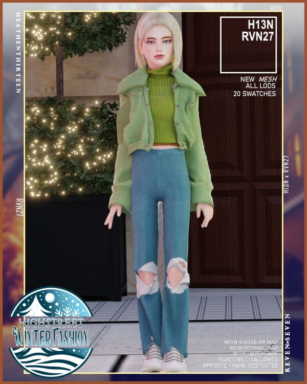 Classic Flare Relaxed Fit Ripped Jeans for Kids 1 Classic Flare Relaxed Fit Ripped Jeans for Kids Sims 4 CC