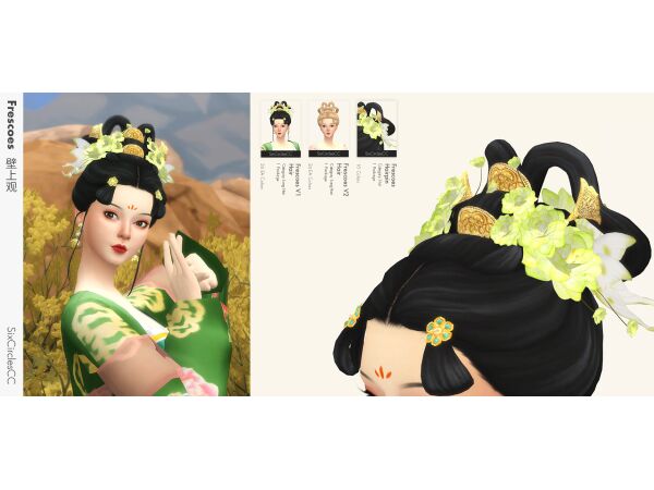Stunning Chinese Hairstyle by SixcirclesCC 1 Stunning Chinese Hairstyle by SixcirclesCC Sims 4 CC