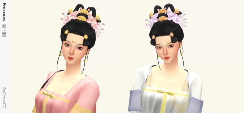 Stunning Chinese Hairstyle by SixcirclesCC 4 sims 4 cc chinese hairstyle frescoes by sixcirclescc 2