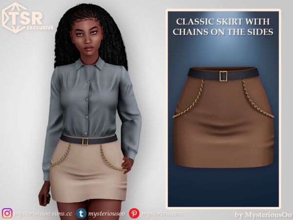 Classic Skirt With Chains: A Must-Have Fashion Piece 1 Classic Skirt With Chains: A Must-Have Fashion Piece Sims 4 CC