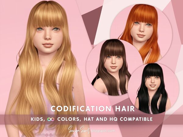 Stylish Long Hair for Kids 1 Stylish Long Hair for Kids Sims 4 CC