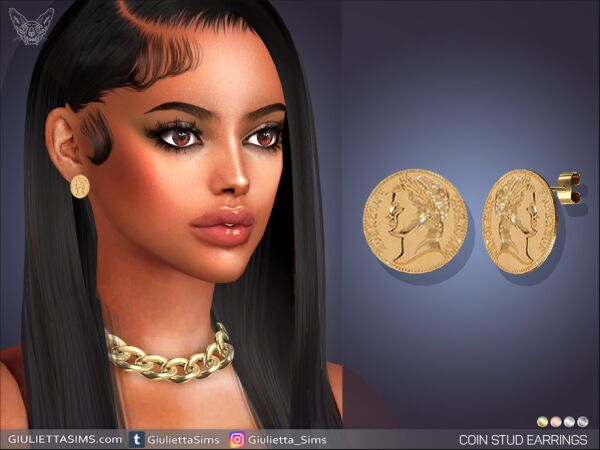 Stylish Coin Stud Earrings 1 Stylish Coin Stud Earrings Sims 4 CC