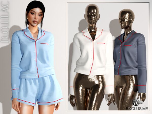 Stylish Cotton Poplin Pajama Set for Women 1 Stylish Cotton Poplin Pajama Set for Women Sims 4 CC