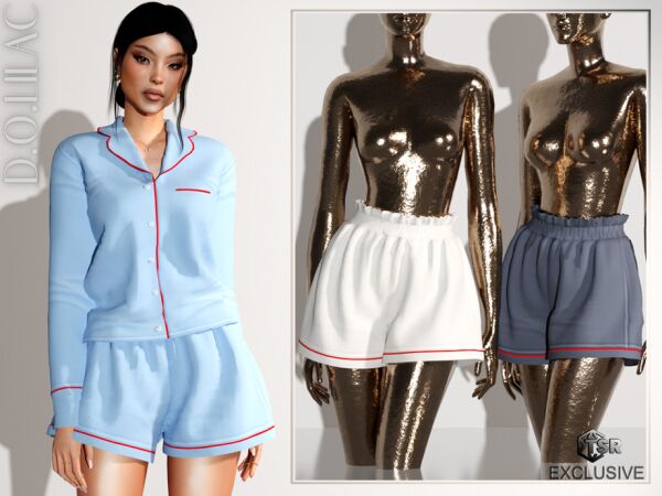 Stylish Cotton Poplin Pajama Set for Women 2 sims 4 cc cotton poplin pajama set top do0652 by dolilac 2