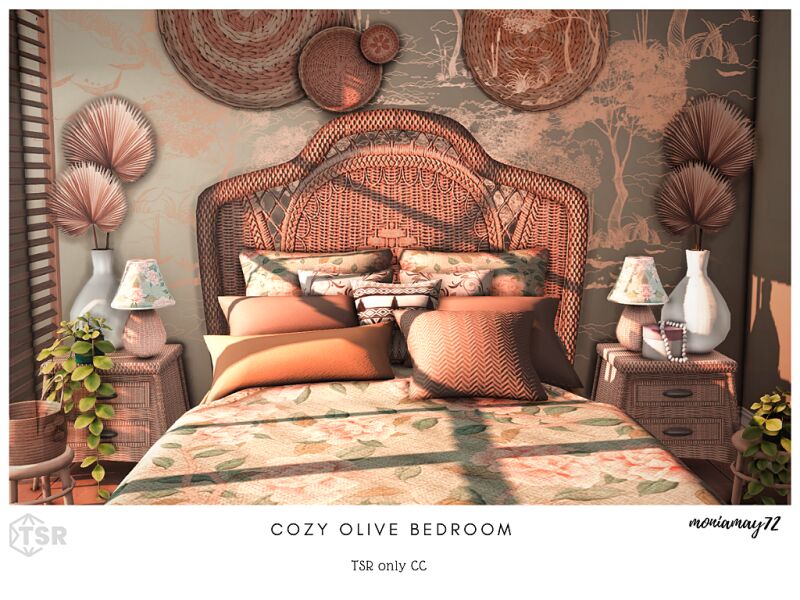 Cozy Olive Bedroom 14 sims 4 cc cozy olive bedroom 2