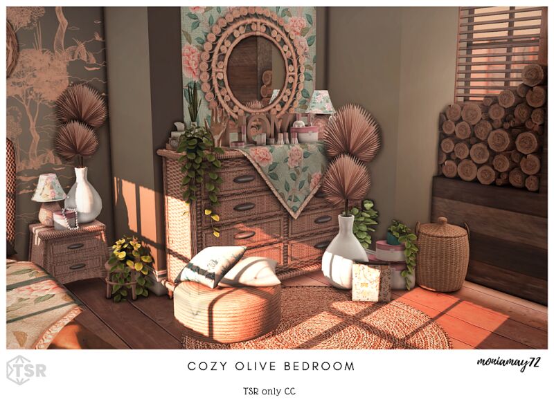 Cozy Olive Bedroom 15 sims 4 cc cozy olive bedroom 3