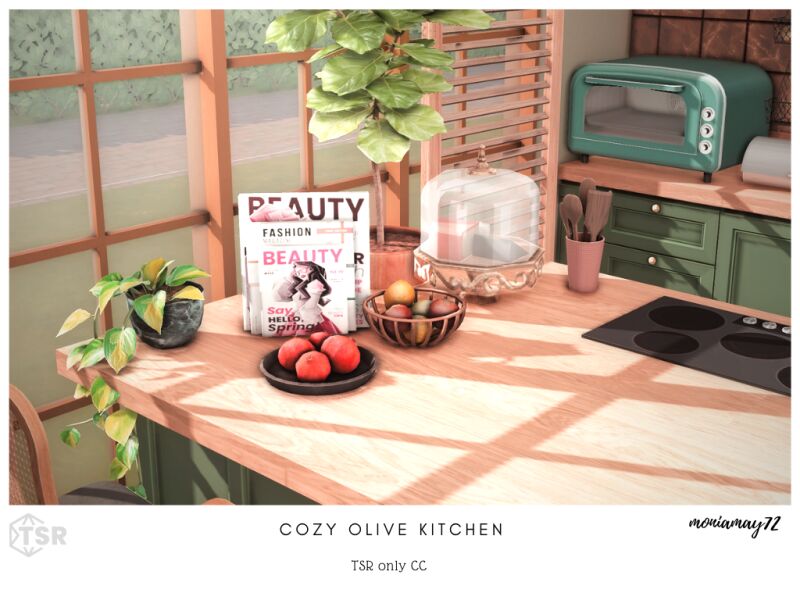 Cozy Olive Kitchen 12 sims 4 cc cozy olive kitchen 3