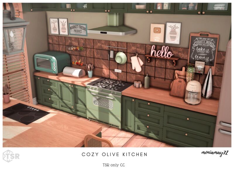 Cozy Olive Kitchen 10 sims 4 cc cozy olive kitchen 5