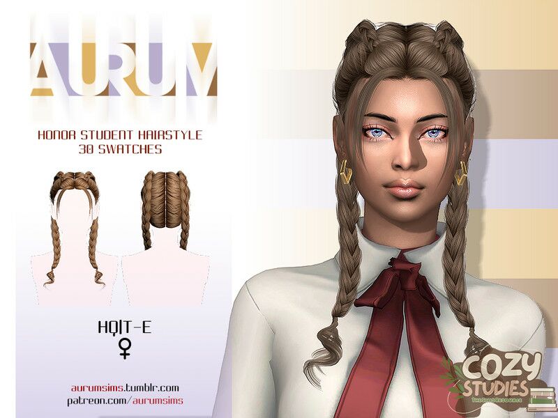New Cute Honor Student Hairstyle for Sims 4 1 New Cute Honor Student Hairstyle for Sims 4 Sims 4 CC