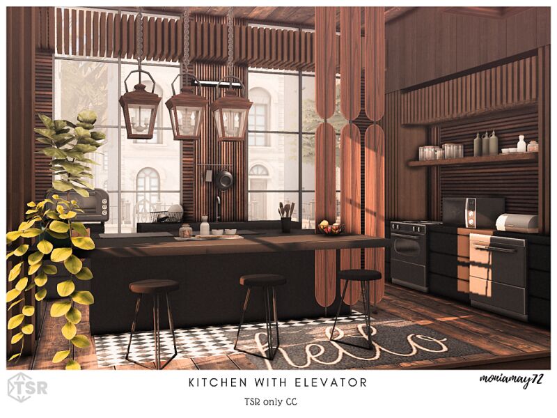 Stunning Dark Wooden Kitchen Design 12 sims 4 cc dark big wooden kitchen 3
